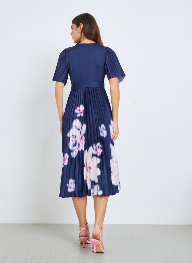 ستايلي فستان ميدي نسائي لف مكسر بنقشة زهور - Image 4